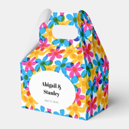 明るくヒッピーはっきりしたの花春の結婚式 フェイバーボックス (正面サイド)