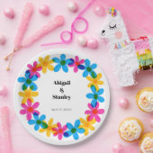 明るくヒッピーはっきりしたの花春の結婚式 ペーパープレート (パーティー)