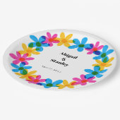 明るくヒッピーはっきりしたの花春の結婚式 ペーパープレート (アングル)