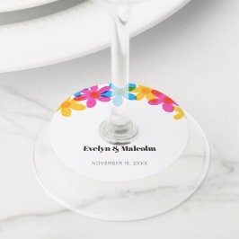 明るくヒッピーはっきりしたの花春の結婚式 ワイングラスタグ