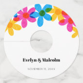 明るくヒッピーはっきりしたの花春の結婚式 ワイングラスタグ (正面)