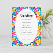 明るくヒッピーはっきりしたの花春の結婚式 招待状 (スタンド正面)