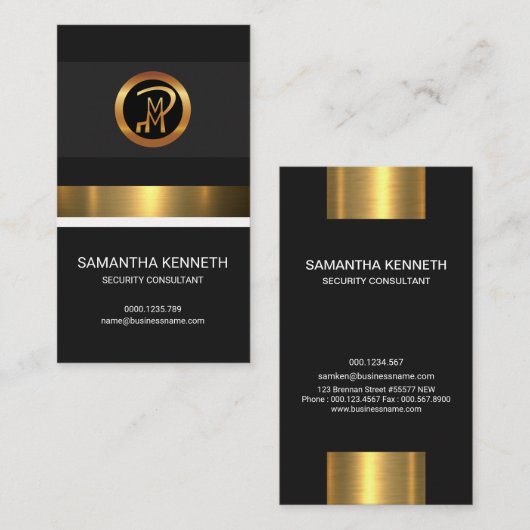 明るくフェイクな金ゴールドホイルエレガントな灰色犬の保証 名刺 (正面/裏面)