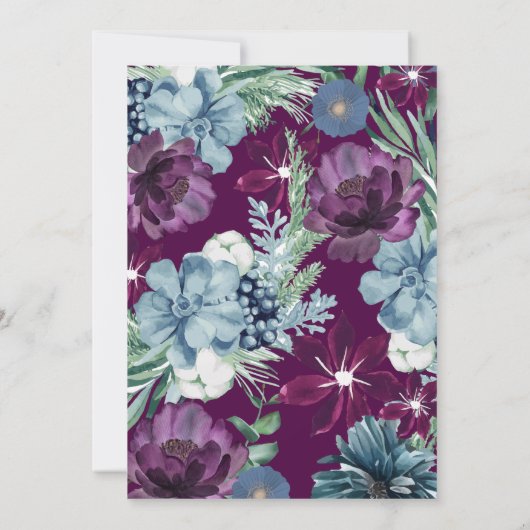 明るくフローラはっきりしたマゼンタウィンターウェディング 招待状 (裏面)