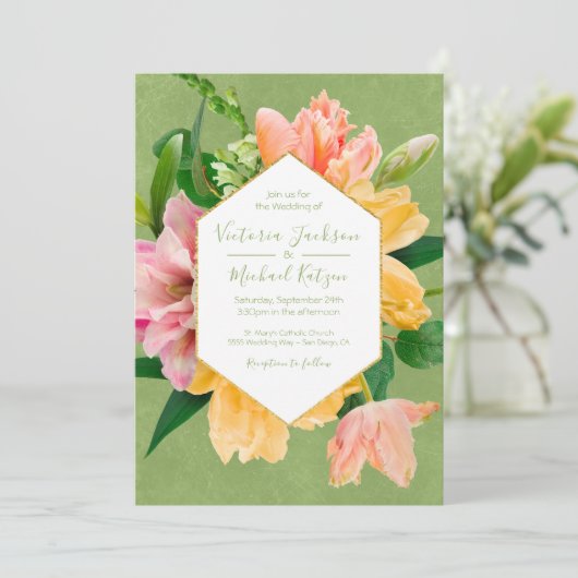 明るくフローラはっきりした結婚式招待状 招待状 (スタンド正面)