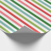 明るくメリー·クリスマス·パカラフルタストライプーン ラッピングペーパー (角)