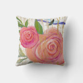 明るくモダンなヴィンテージの花のピンクwの蝶木 クッション (裏面)