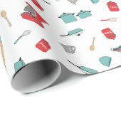 明るくレトロなキッチンとベーキングの道具と器具 ラッピングペーパー (ロールコーナー)