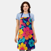 明るくレトロはっきりしたの花 – ドーパミンスタイル エプロン (着用した状態)