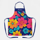 明るくレトロはっきりしたの花 – ドーパミンスタイル エプロン (正面)