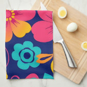 明るくレトロはっきりしたの花 – ドーパミンスタイル キッチンタオル (四つ折り)