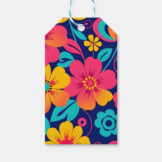明るくレトロはっきりしたの花 – ドーパミンスタイル ギフトタグ (正面)