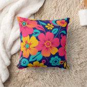 明るくレトロはっきりしたの花 – ドーパミンスタイル クッション (ブランケット)