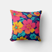 明るくレトロはっきりしたの花 – ドーパミンスタイル クッション (正面)