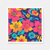 明るくレトロはっきりしたの花 – ドーパミンスタイル スタンダードカクテルナプキン (正面)