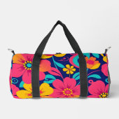 明るくレトロはっきりしたの花 – ドーパミンスタイル ダッフルバッグ (正面)