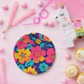 明るくレトロはっきりしたの花 – ドーパミンスタイル ペーパープレート (パーティー)