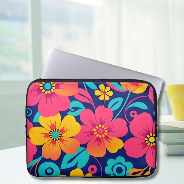 明るくレトロはっきりしたの花 – ドーパミンスタイル ラップトップスリーブ (Bright and Bold Retro Flowers-Dopamine Style Laptop Sleeve)