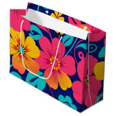 明るくレトロはっきりしたの花 – ドーパミンスタイル ラージペーパーバッグ (正面アングル)