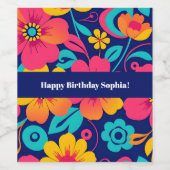 明るくレトロはっきりしたの花 – ドーパミンスタイル ワインラベル (シングルラベル)