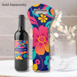 明るくレトロはっきりしたの花 – ドーパミンスタイル ワインラベル