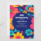 明るくレトロはっきりしたの花 – ドーパミンスタイル 招待状 (正面)