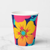 明るくレトロはっきりしたの花 – ドーパミンスタイル 紙コップ (正面)