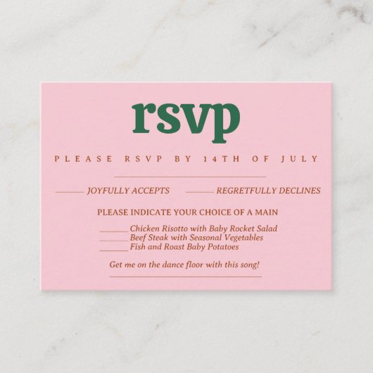 明るくレトロはっきりしたのrsvpカード エンクロージャーカード (正面)