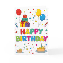 明るく元気な漫画風「ハッピーバースデー」カード