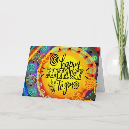 明るく元気にお祝いしよう!楽しい誕生日プレゼント 子ども カード (正面)