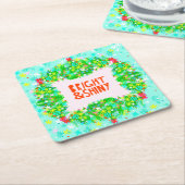明るく光沢のあるリース スクエアペーパーコースター (アングル)