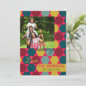 明るく六角はっきりした幾何模様カード 招待状 (スタンド正面)