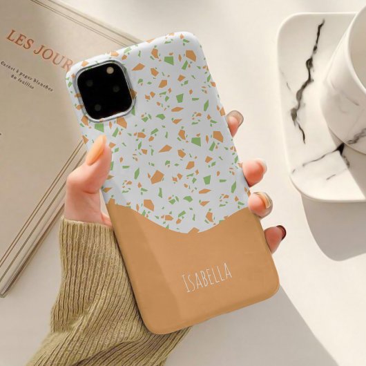 明るく可愛いオレンジ色のテラゾー柄 Case-Mate iPhoneケース