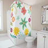 明るく大きカラフルい花アート シャワーカーテン (インサイチュ)