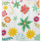 明るく大きカラフルい花アート シャワーカーテン (正面)