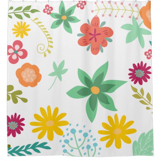 明るく大きカラフルい花アート シャワーカーテン (正面)