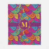 明るく宝石色カラフルのトーン渦巻形の波パターン フリースブランケット (正面)