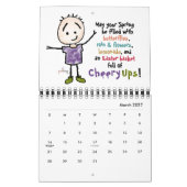 明るく幸せな勇気付けられる、漫画のステックマン カレンダー (3月 2027)