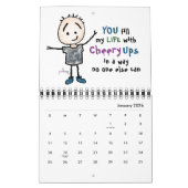 明るく幸せな勇気付けられる、漫画のステックマン カレンダー (1月 2026)