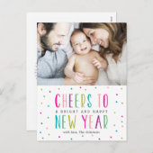 明るく幸せな新年のはがき シーズンポストカード (正面/裏面)