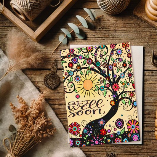 明るく幸せな木が元気にお洒落なる カード
