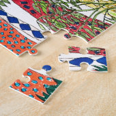 明るく幸せな熱狂する森林水色 ジグソーパズル (側面)