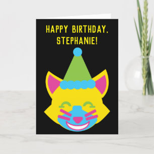 明るく幸せな猫パーソナライズされた誕生日 カード