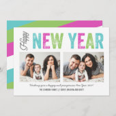 明るく幸カラフルせな新年の2年間の写真の祝日 シーズンカード (正面/裏面)