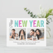明るく幸カラフルせな新年の2年間の写真の祝日 シーズンカード (スタンド正面)