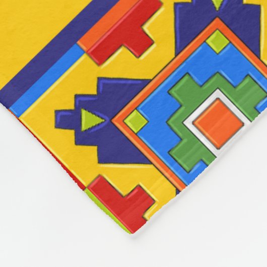 明るく幾何カラフルタイルパーソナライズされた フリースブランケット (角)