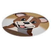 明るく微笑むハッピーブラウンの子犬 カッティングボード (角)