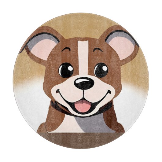 明るく微笑むハッピーブラウンの子犬 カッティングボード (正面)