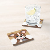 明るく微笑むハッピーブラウンの子犬 スクエアペーパーコースター (インサイチュ)