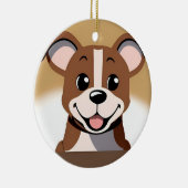 明るく微笑むハッピーブラウンの子犬 セラミックオーナメント (右)